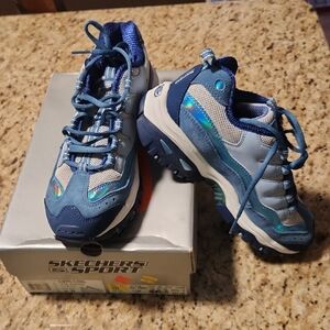 Skechers Women's Blue and Silver Sneakers